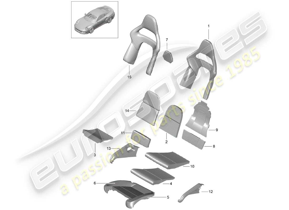 Porsche 991 Turbo (2015) foam part Part Diagram