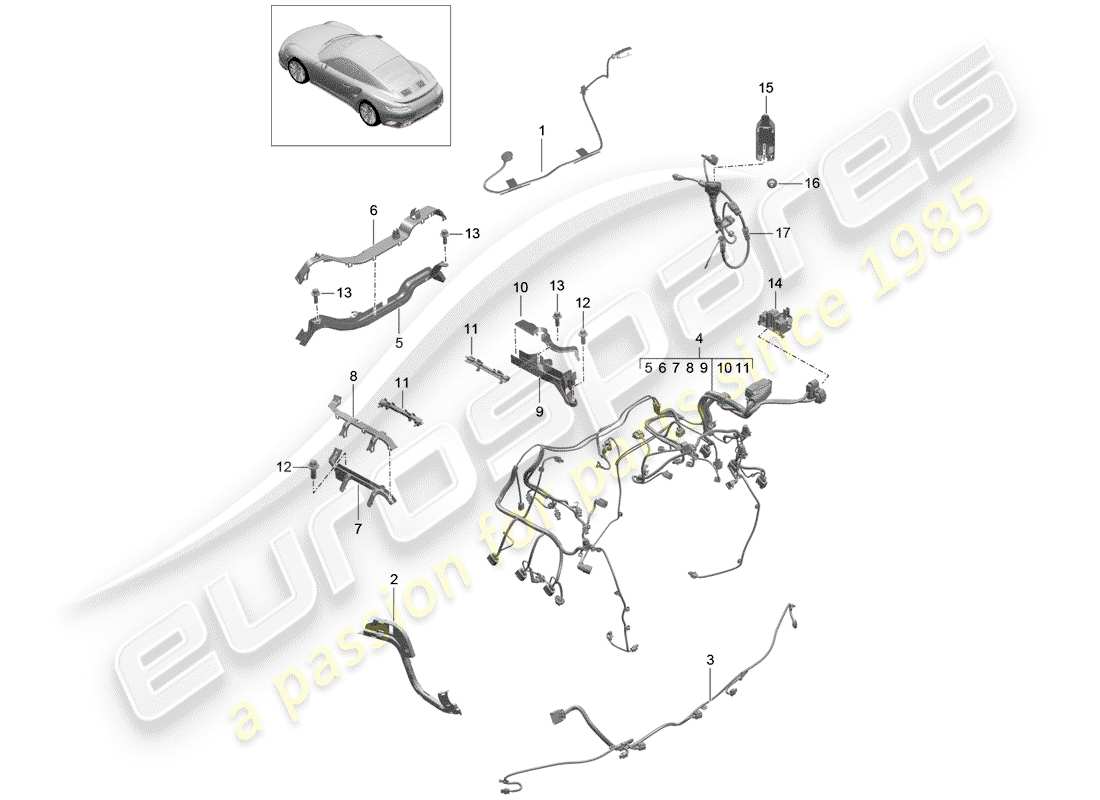 Porsche 991 Turbo (2015) wiring harnesses Part Diagram