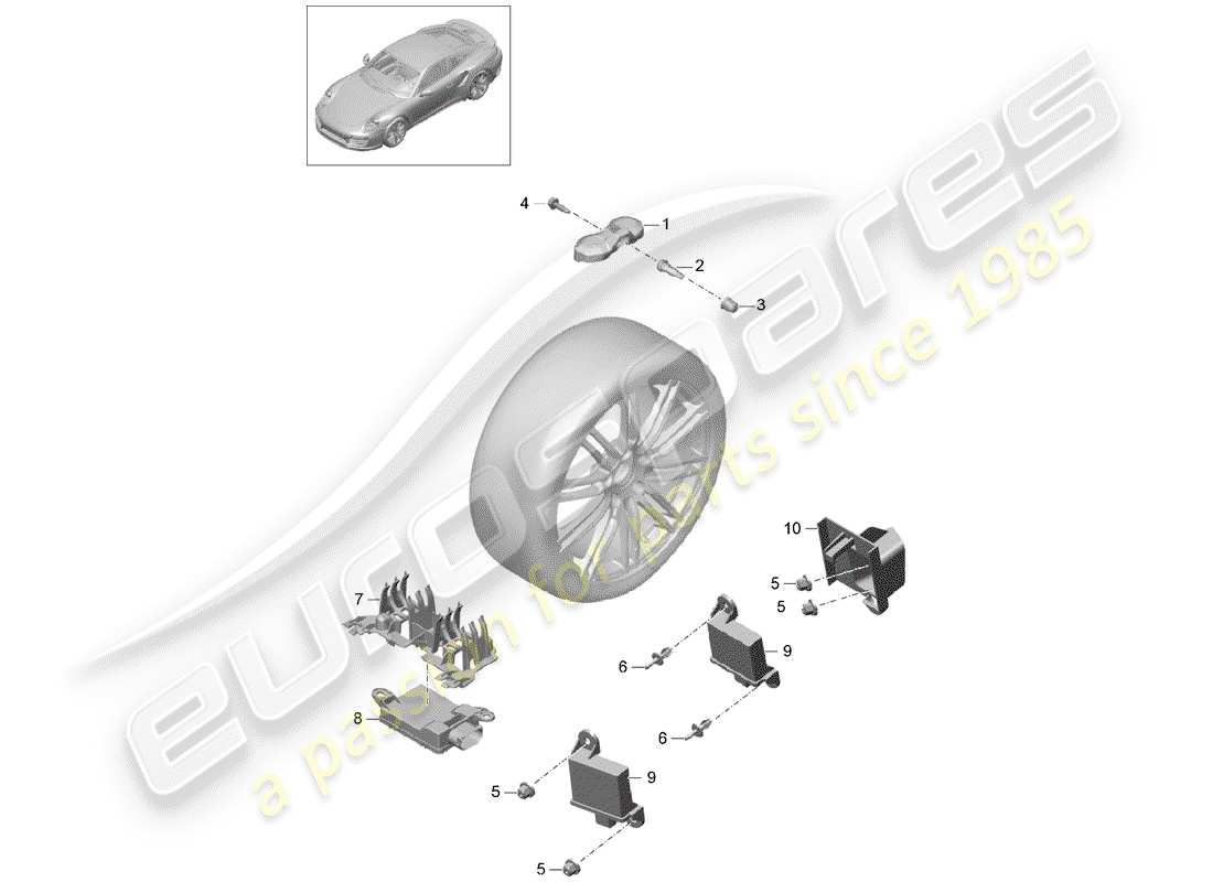 Porsche 991 Turbo (2016) TIRE PRESSURE CONTROL SYSTEM Part Diagram