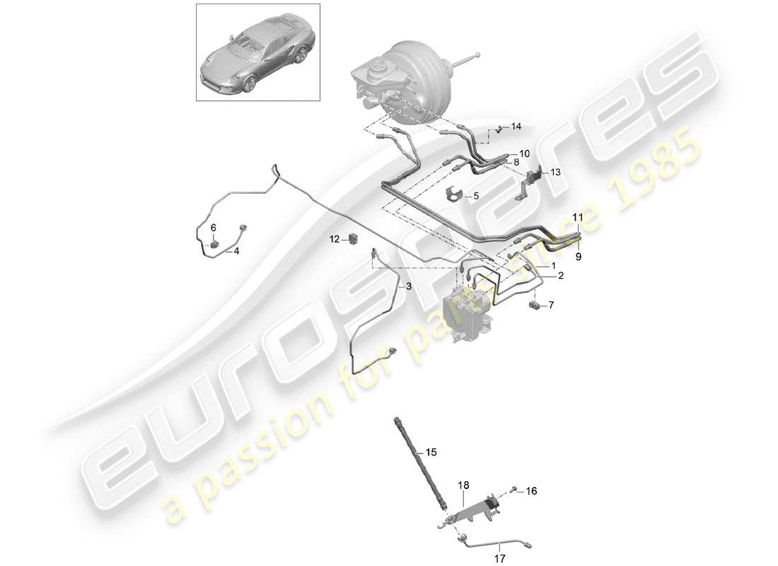 Porsche 991 Turbo (2016) brake line Part Diagram