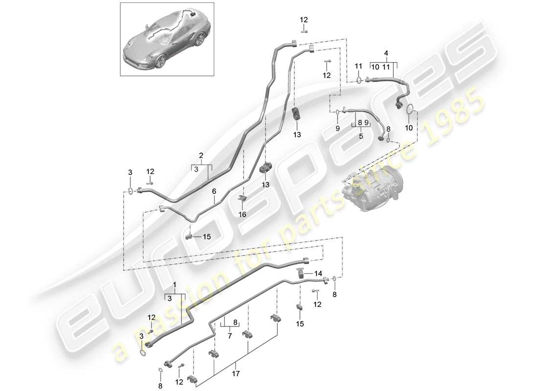 Porsche 991 Turbo (2016) REFRIGERANT CIRCUIT Part Diagram