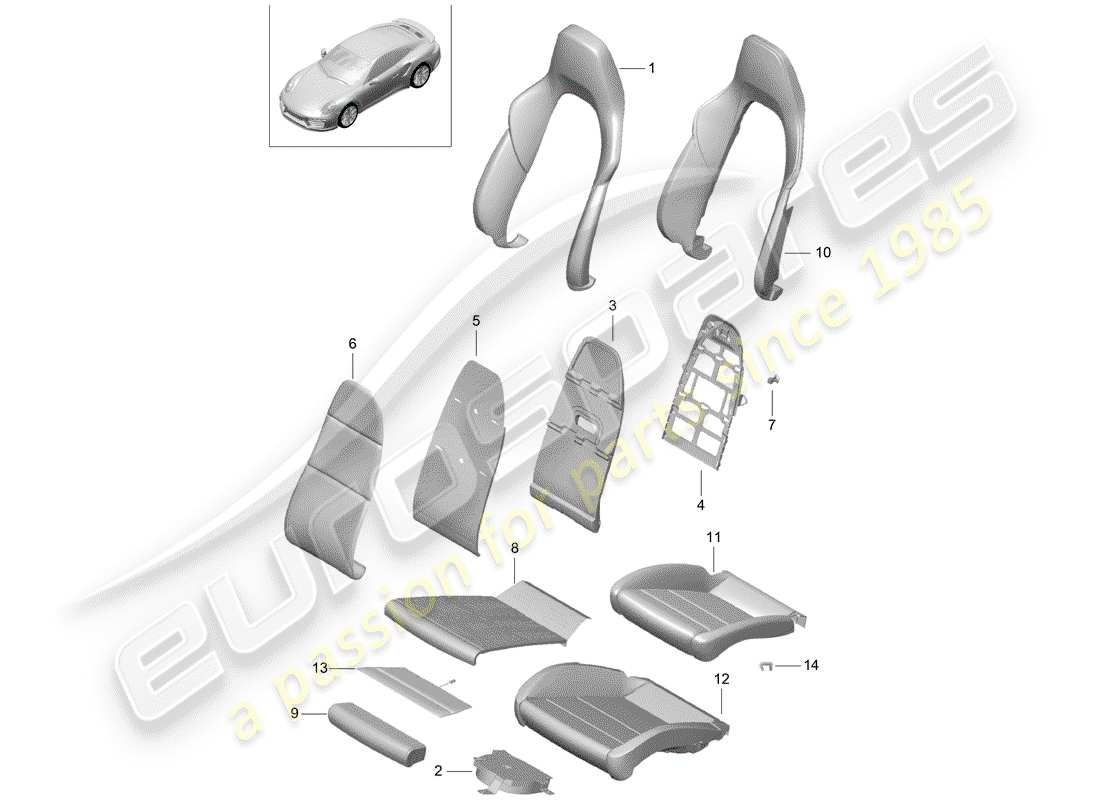 Porsche 991 Turbo (2016) foam part Part Diagram