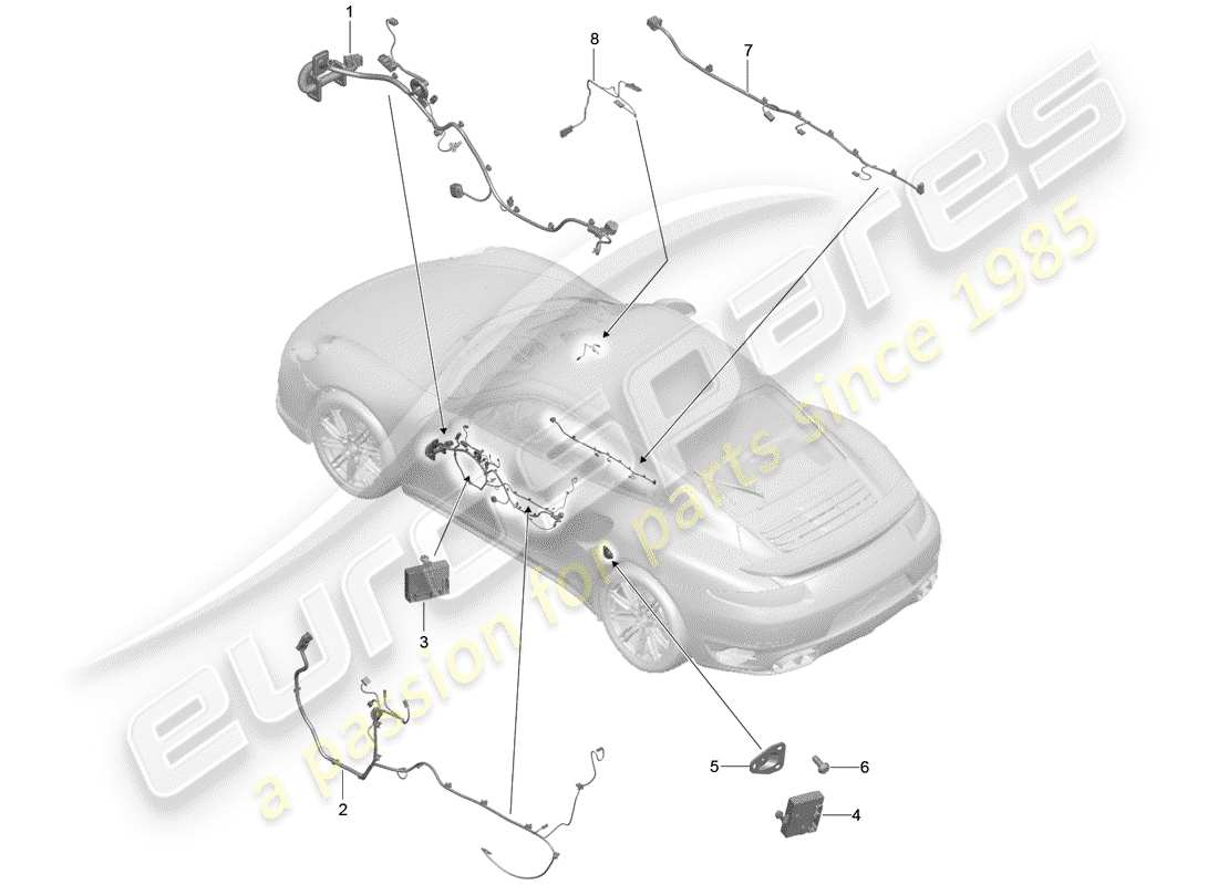 Porsche 991 Turbo (2016) wiring harnesses Part Diagram