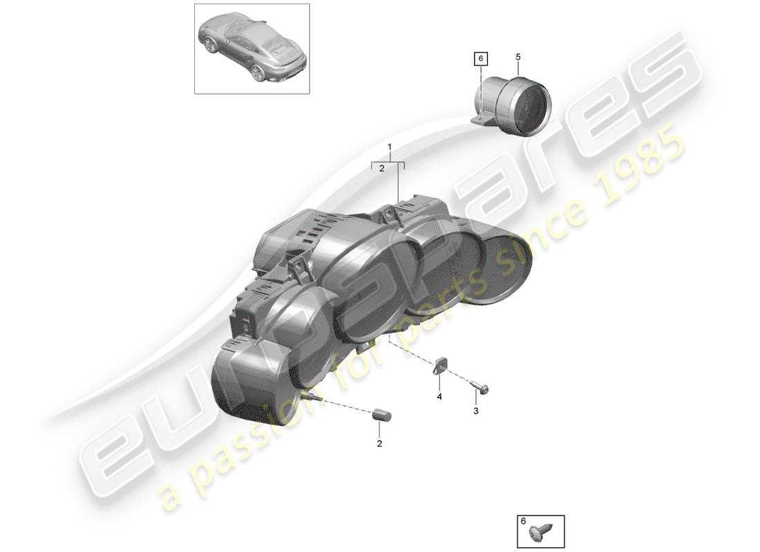 Porsche 991 Turbo (2016) INSTRUMENT CLUSTER Part Diagram