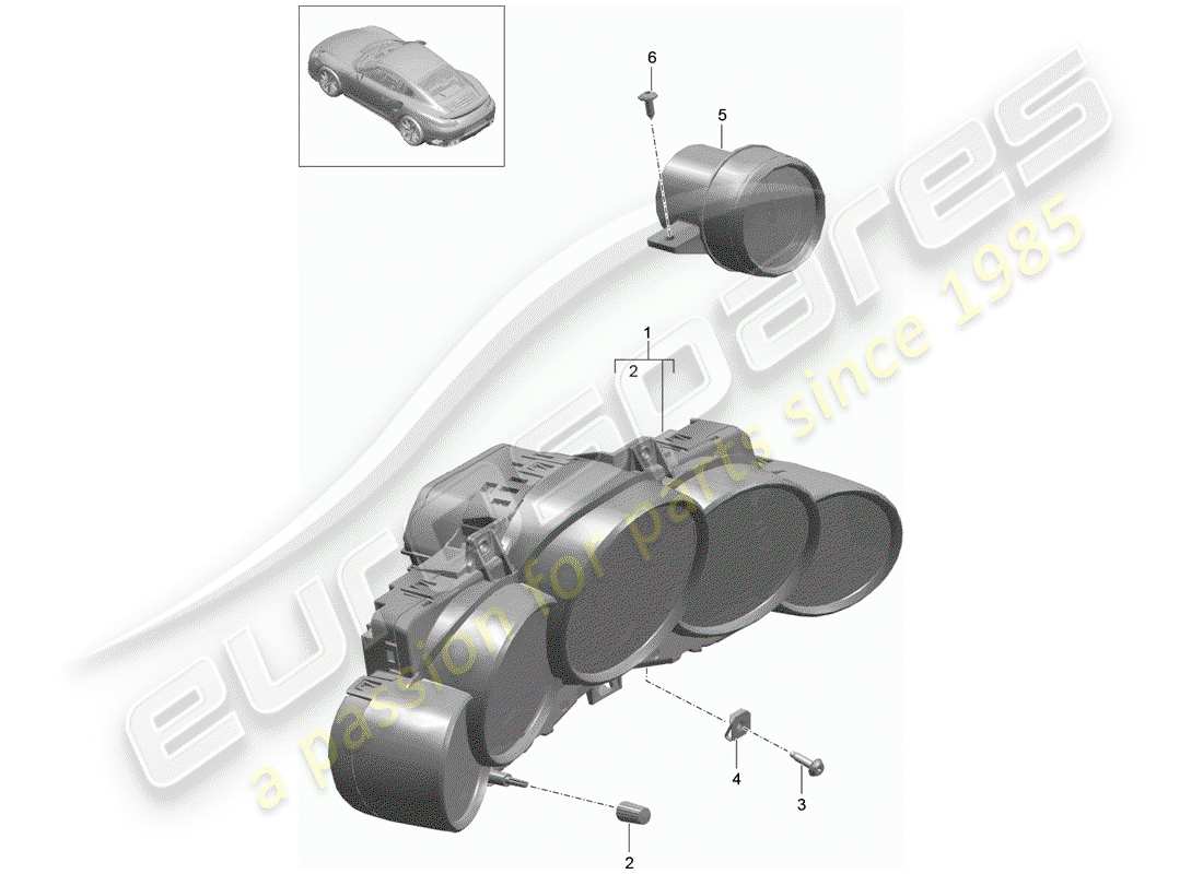 Porsche 991 Turbo (2017) INSTRUMENT CLUSTER Part Diagram