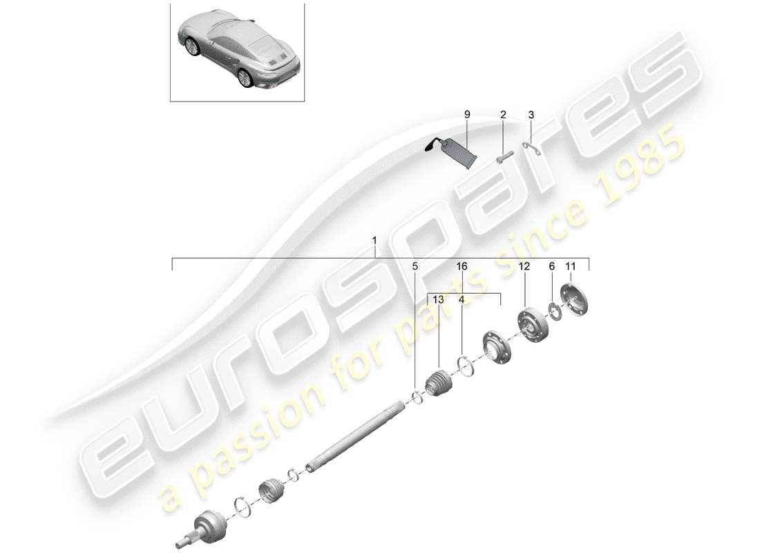 Porsche 991 Turbo (2019) DRIVE SHAFT Part Diagram