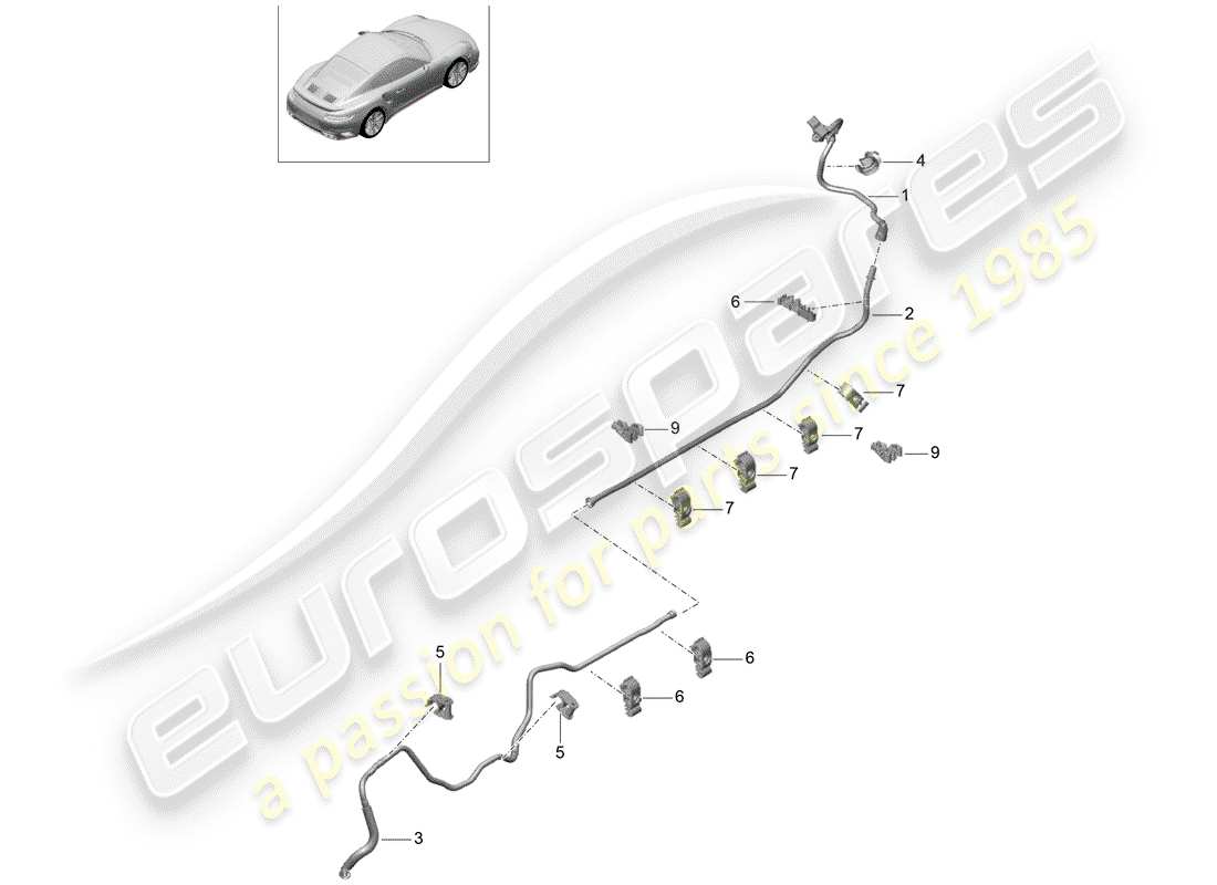 Porsche 991 Turbo (2019) VACUUM LINE Part Diagram