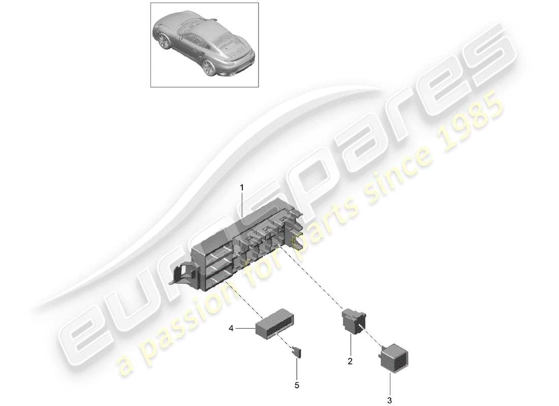 Porsche 991 Turbo (2019) fuse box/relay plate Part Diagram