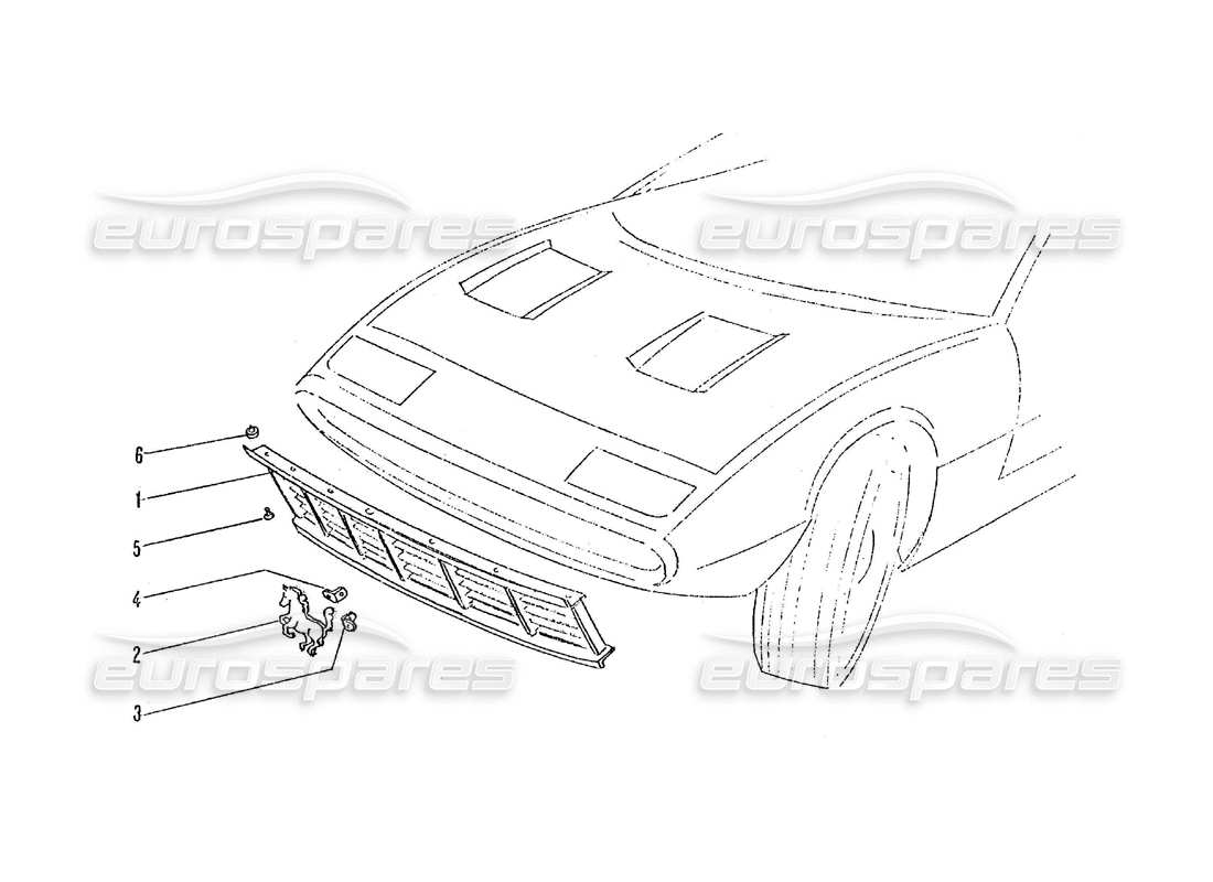 Ferrari 365 GTC4 (Coachwork) Front Grill Part Diagram
