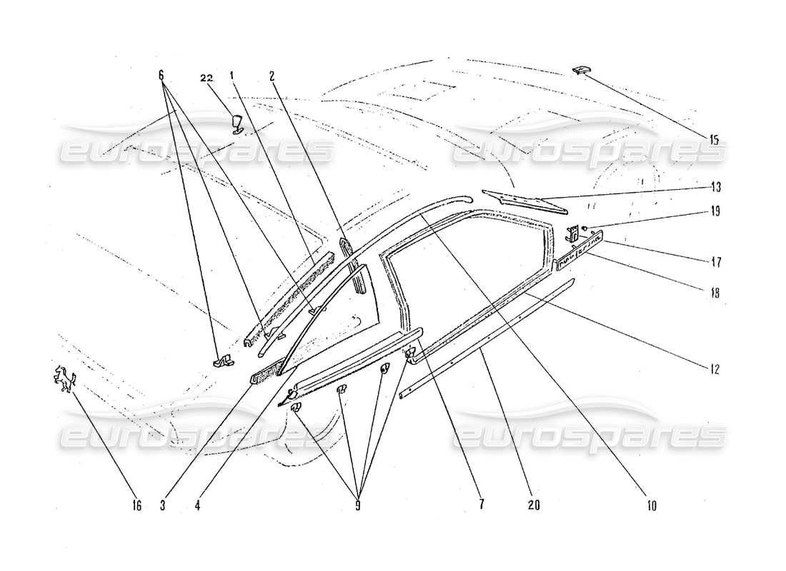 Ferrari 365 GTC4 (Coachwork) External Finishings & Outer Trims Part Diagram