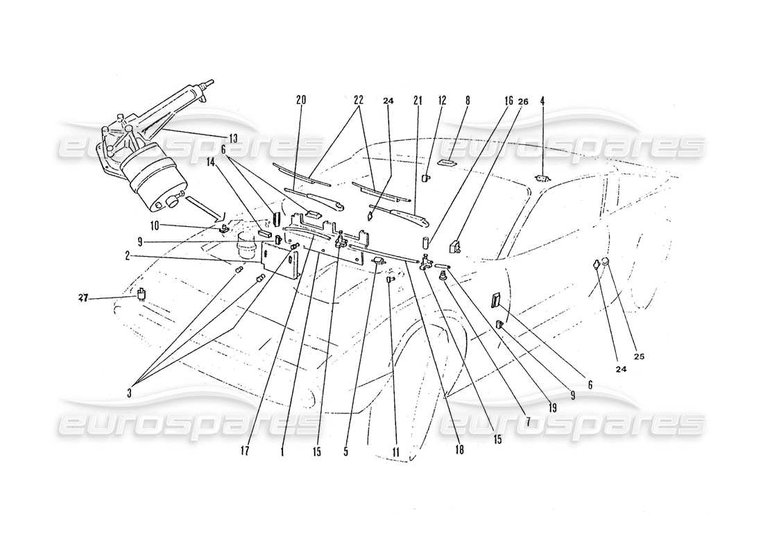 Ferrari 365 GTC4 (Coachwork) Wiper Mec Part Diagram