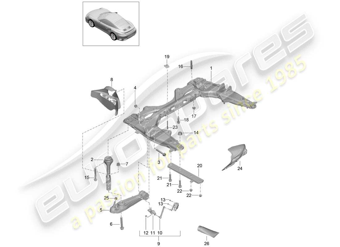 Porsche 991 Turbo (2020) CROSS MEMBER Part Diagram