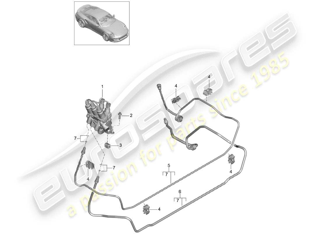 Porsche 991 Turbo (2020) hydraulic line Part Diagram