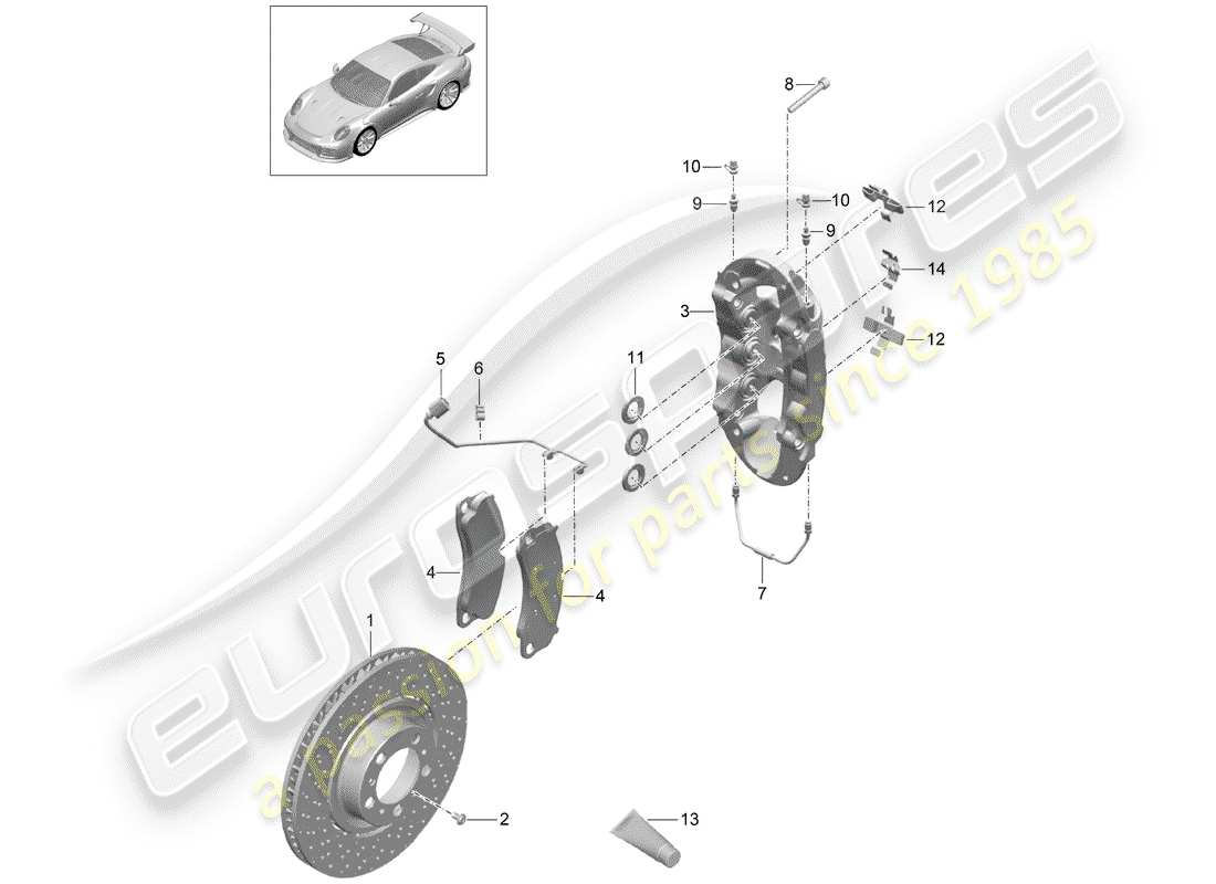 Porsche 991 Turbo (2020) disc brakes Part Diagram