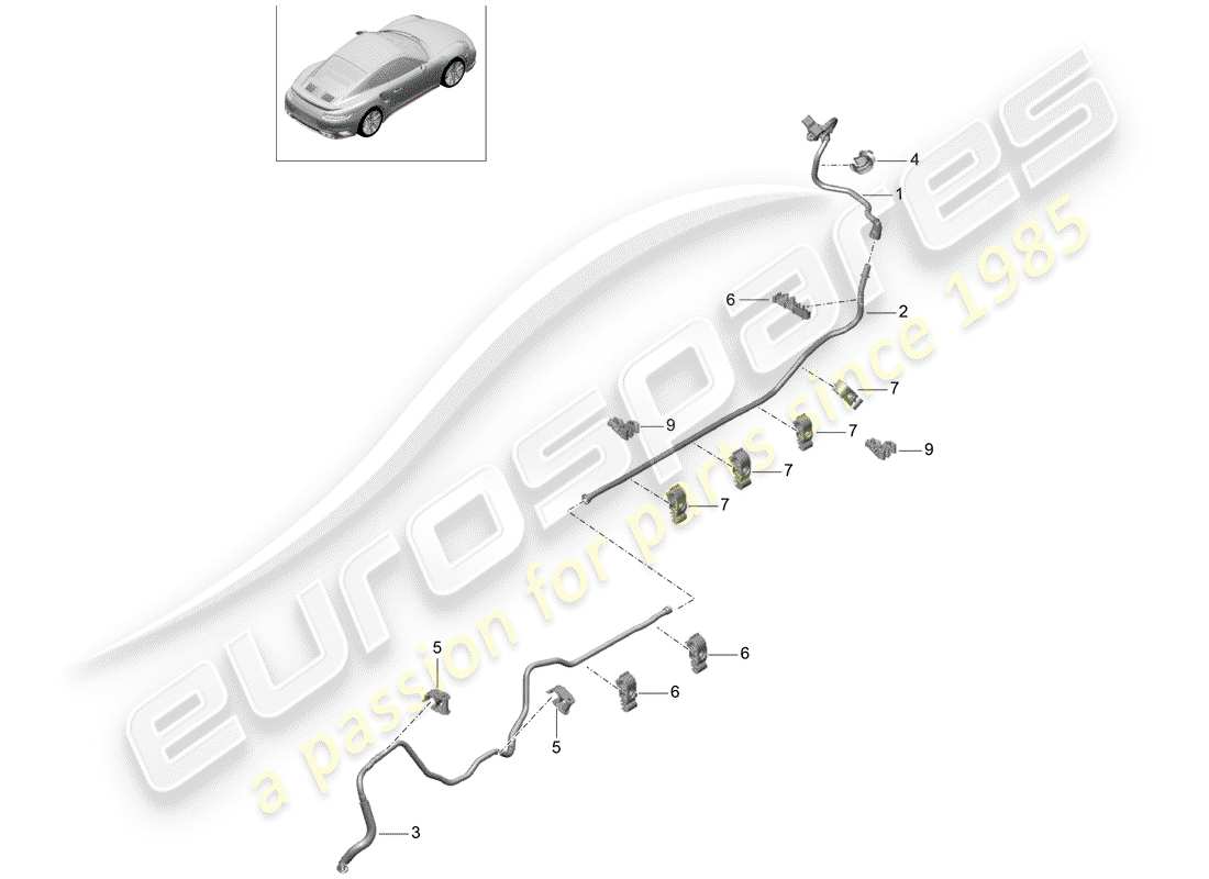 Porsche 991 Turbo (2020) VACUUM LINE Part Diagram