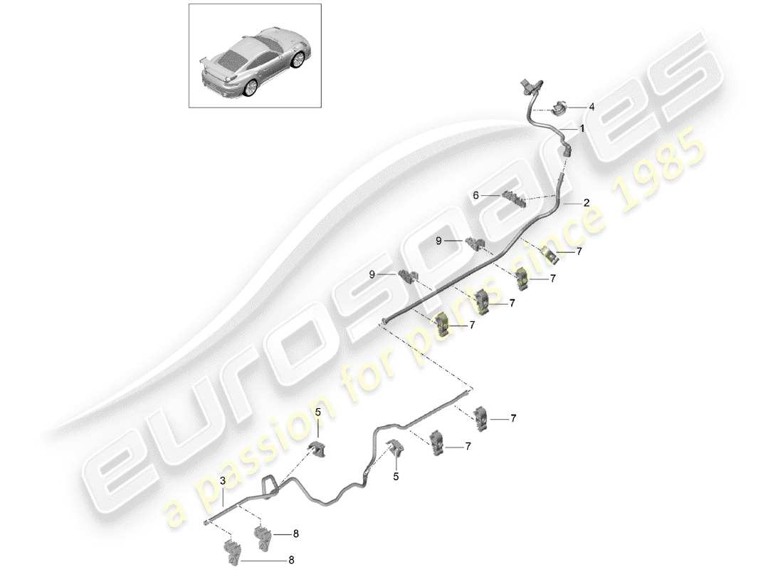 Porsche 991 Turbo (2020) VACUUM LINE Part Diagram