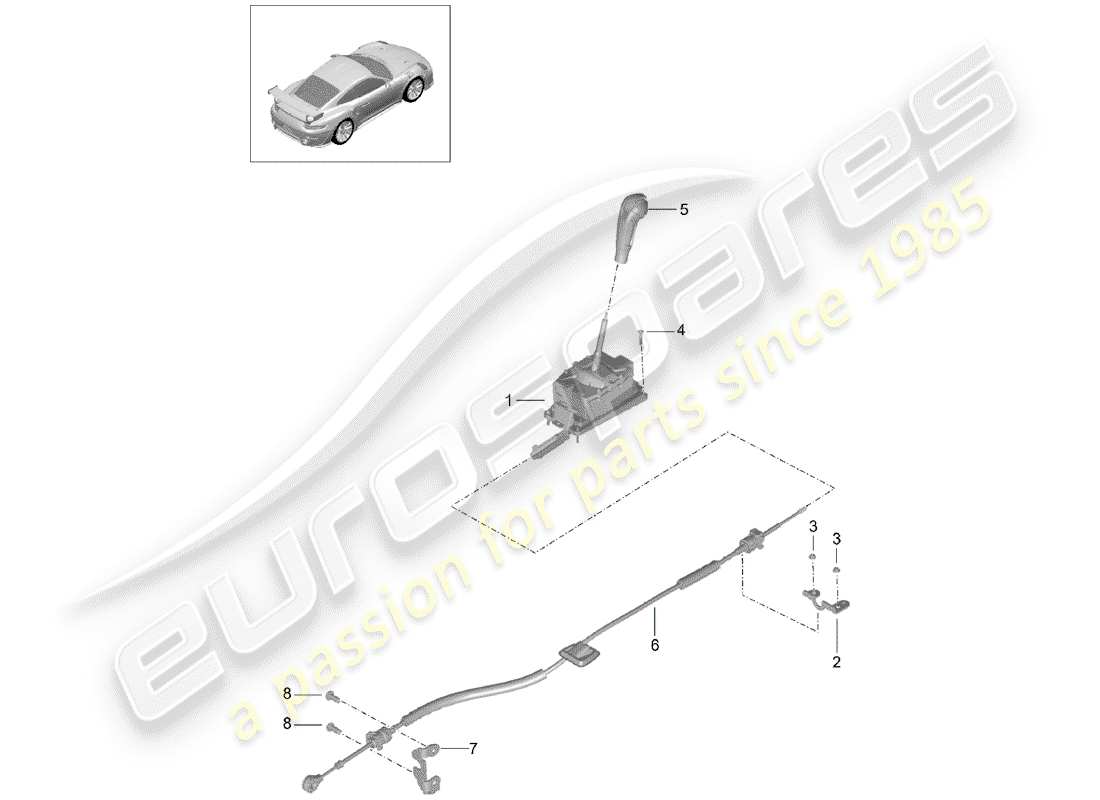 Porsche 991 Turbo (2020) selector lever Part Diagram