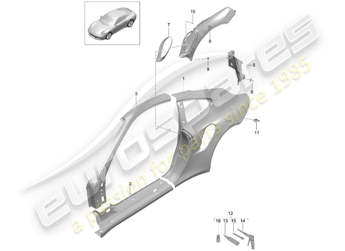 Porsche 991 Turbo (2020) SIDE PANEL Part Diagram