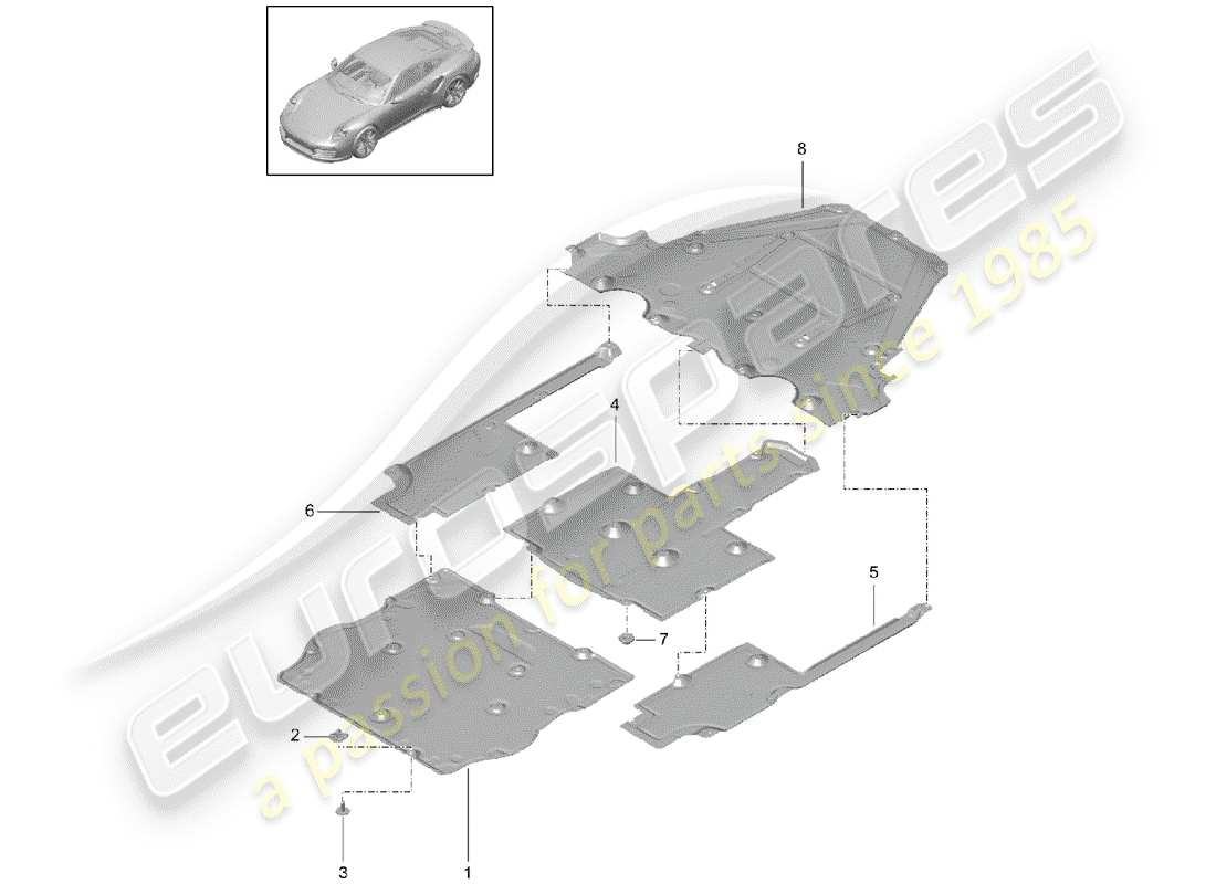 Porsche 991 Turbo (2020) underbody Part Diagram