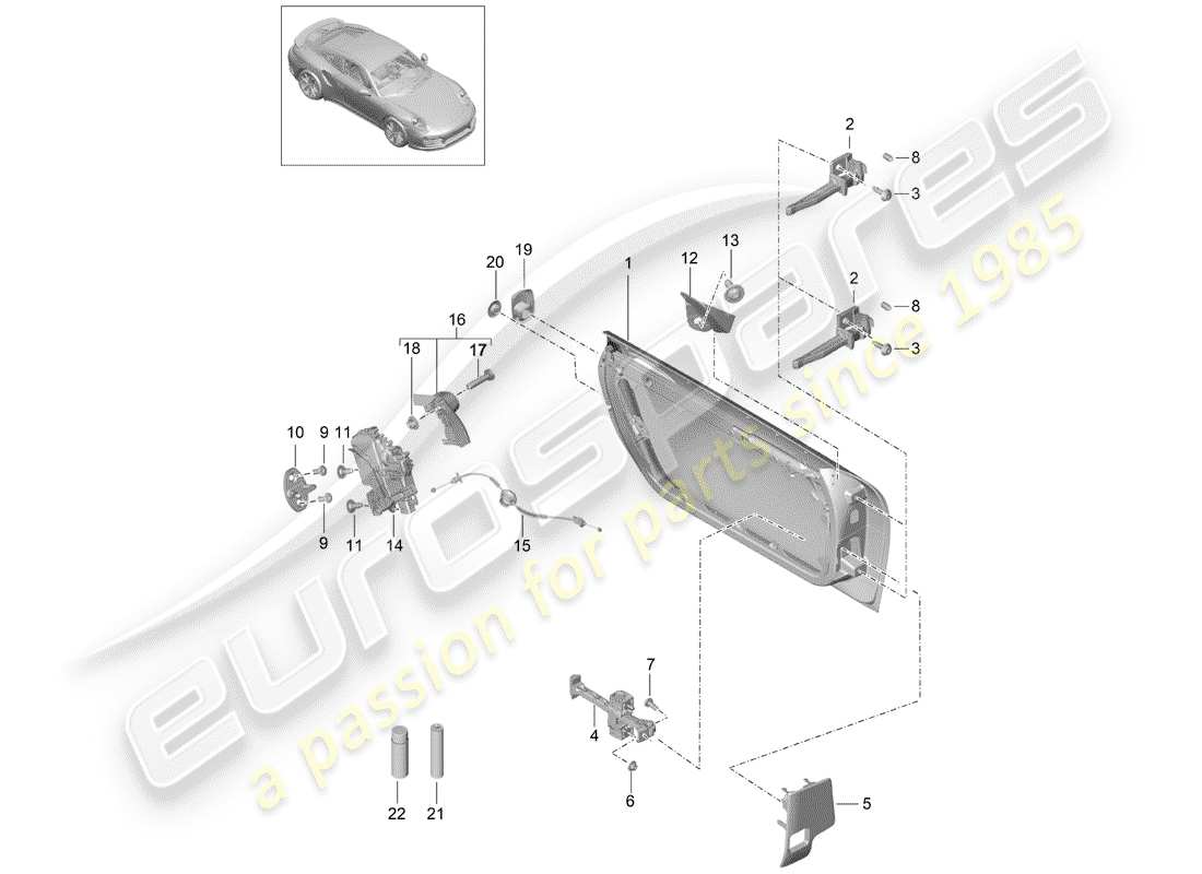 Porsche 991 Turbo (2020) DOOR SHELL Part Diagram