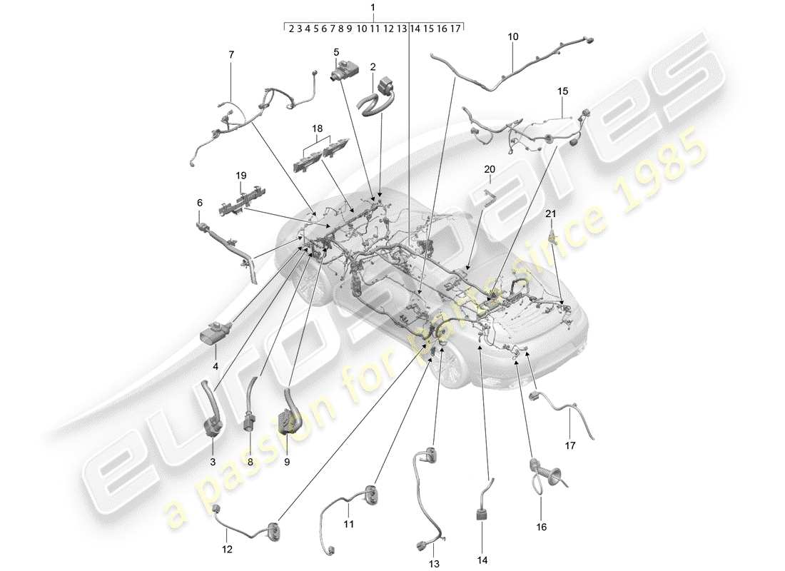 Porsche 991 Turbo (2020) wiring harnesses Part Diagram