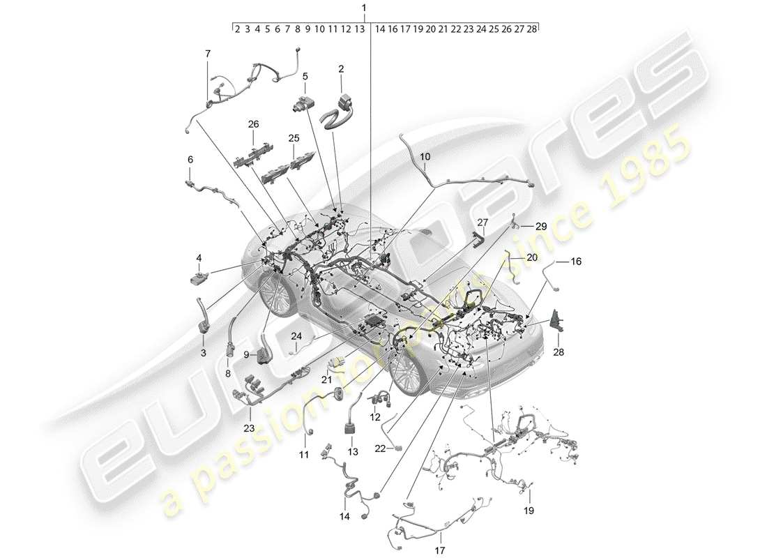 Porsche 991 Turbo (2020) wiring harnesses Part Diagram