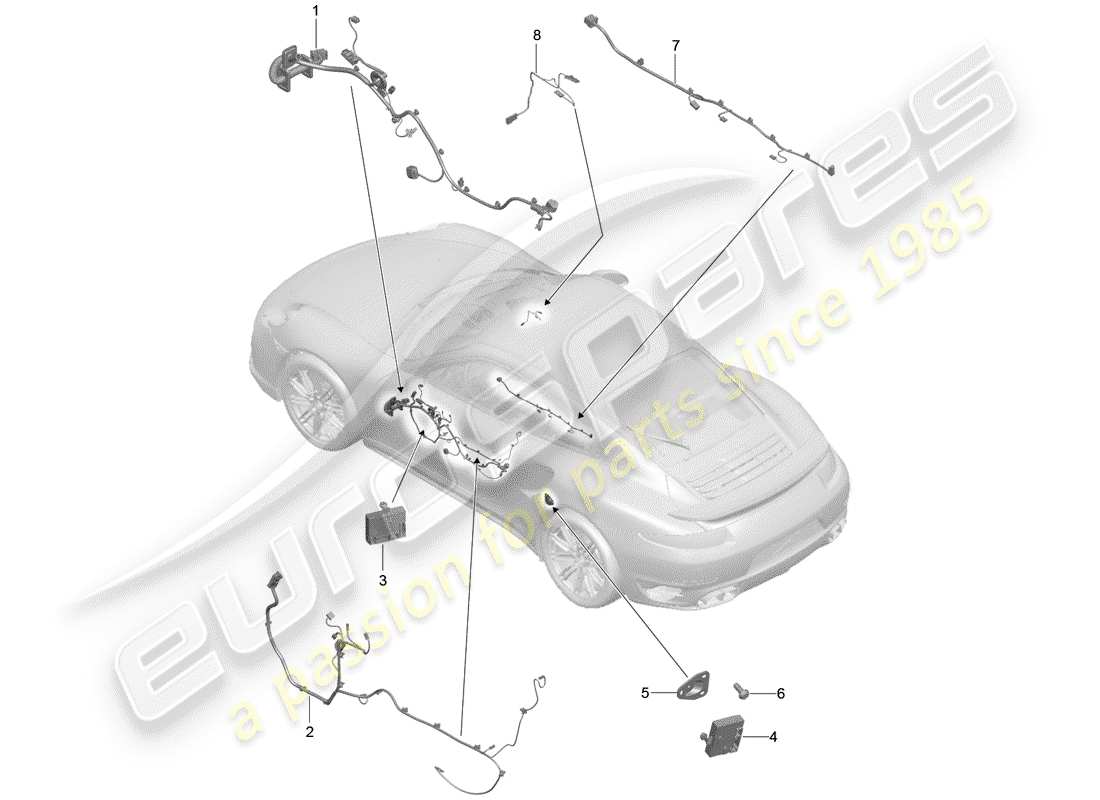 Porsche 991 Turbo (2020) wiring harnesses Part Diagram