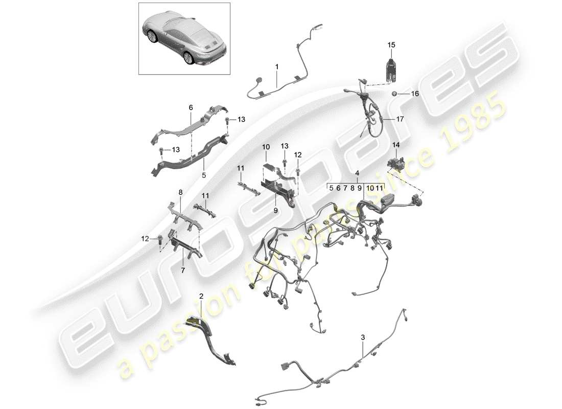 Porsche 991 Turbo (2020) wiring harnesses Part Diagram