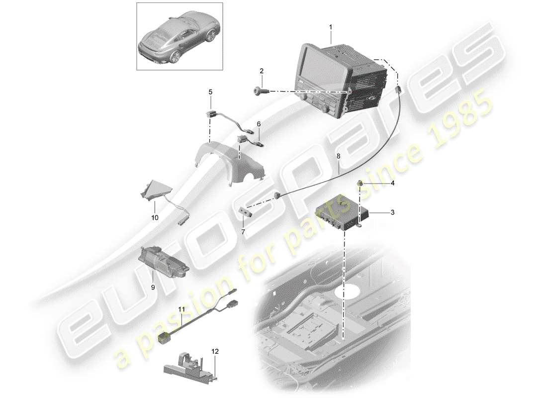 Porsche 991 Turbo (2020) operating unit Part Diagram