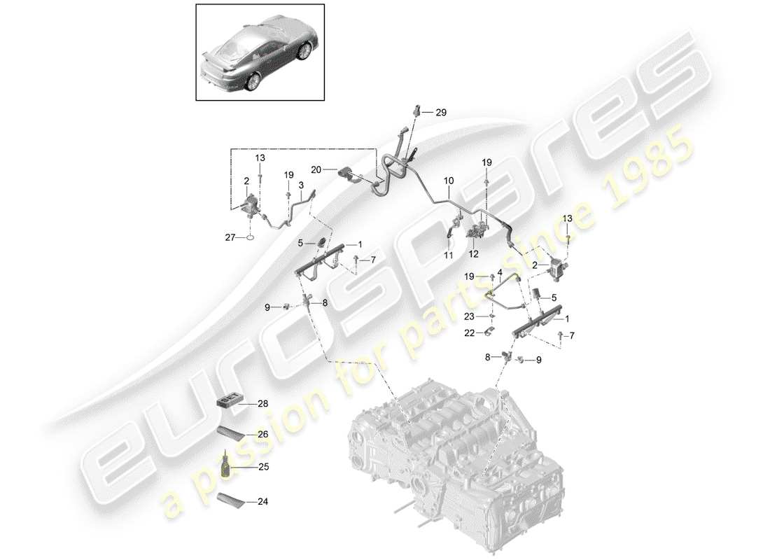 Porsche 991R/GT3/RS (2014) FUEL COLLECTION PIPE Part Diagram