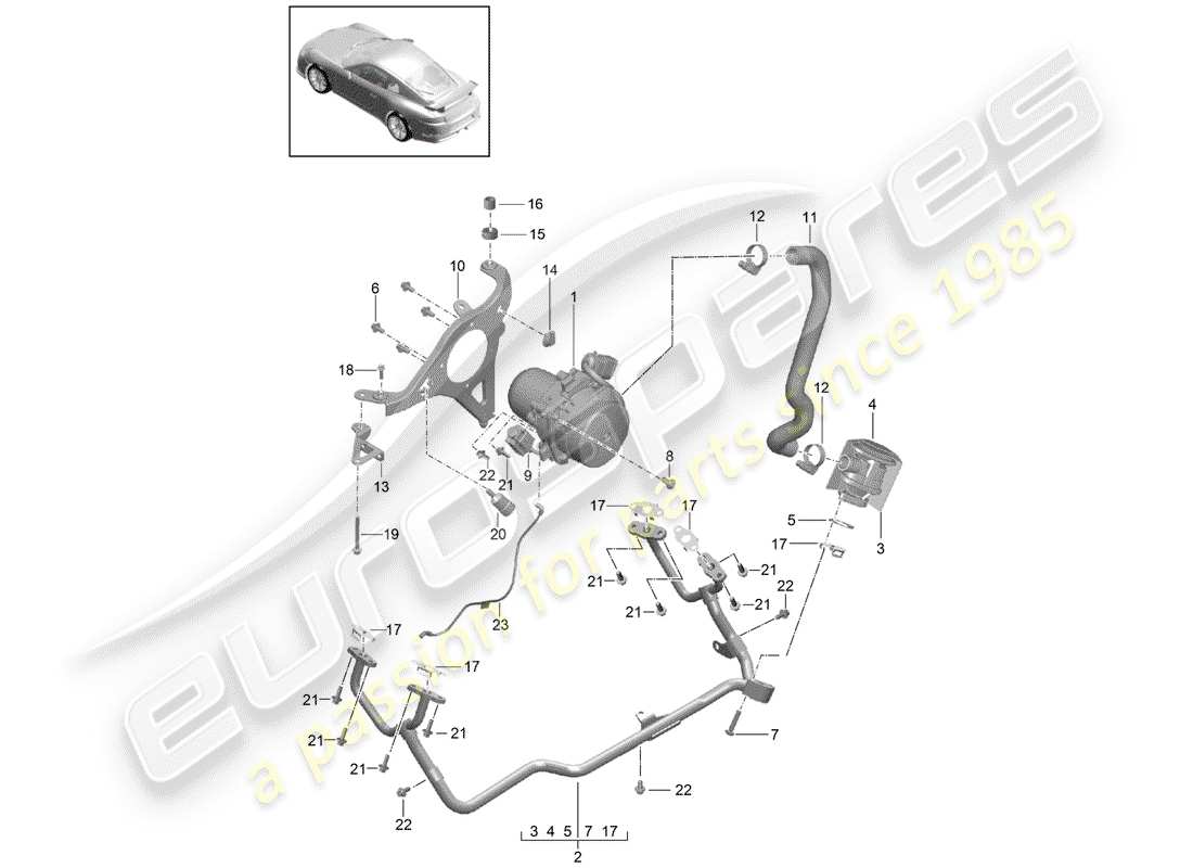 Porsche 991R/GT3/RS (2014) Secondary Air Pump Part Diagram
