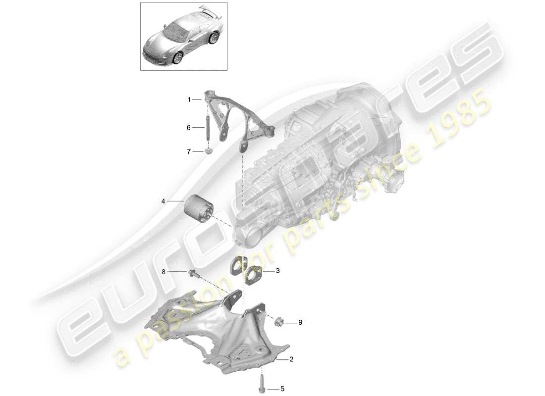 Porsche 991R/GT3/RS (2014) sub frame Part Diagram