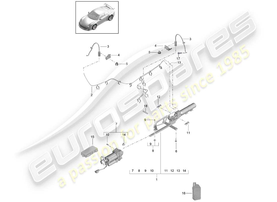 Porsche 991R/GT3/RS (2014) ADAPTIVE SUSPENSION Part Diagram