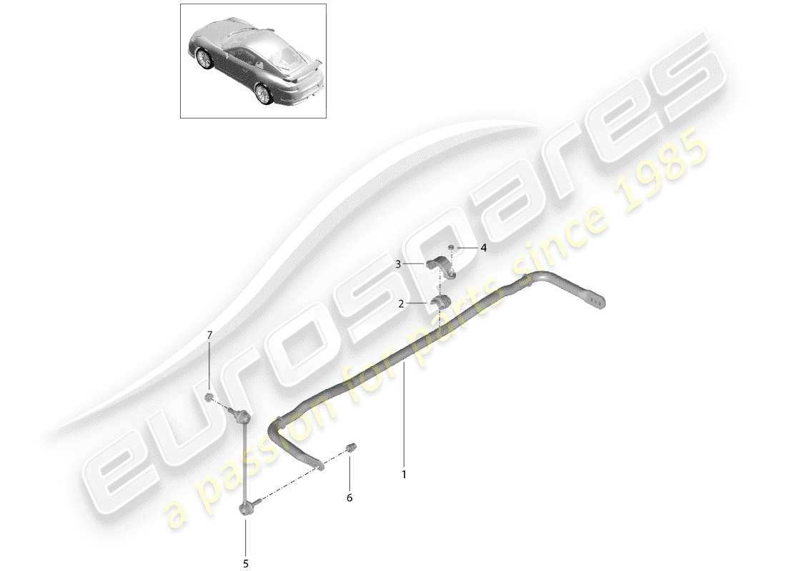 Porsche 991R/GT3/RS (2014) stabilizer Part Diagram