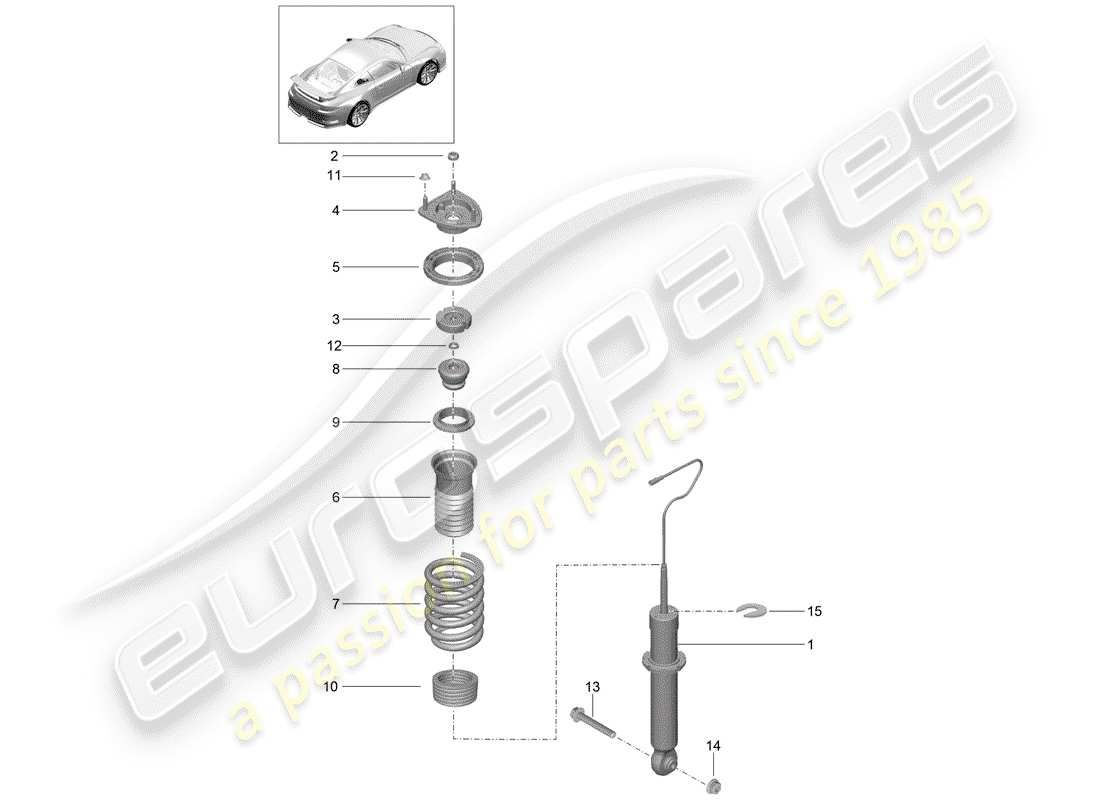 Porsche 991R/GT3/RS (2014) SHOCK ABSORBER Part Diagram