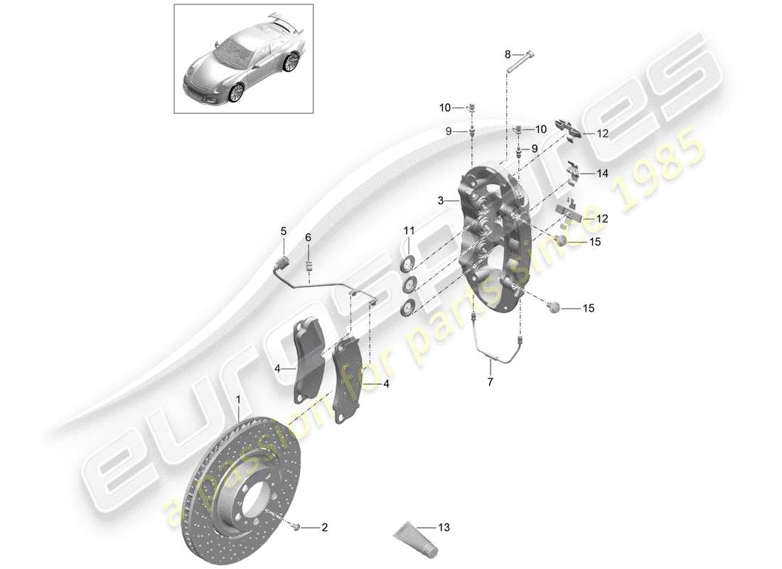Porsche 991R/GT3/RS (2014) disc brakes Part Diagram