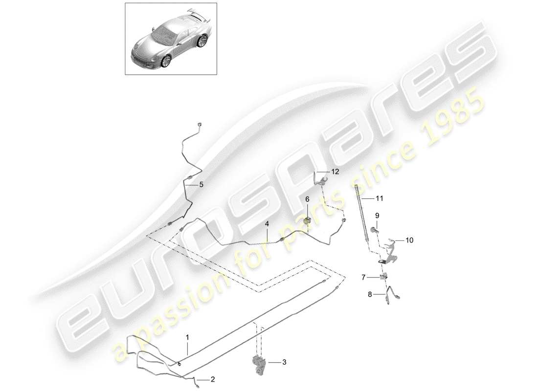 Porsche 991R/GT3/RS (2014) brake line Part Diagram