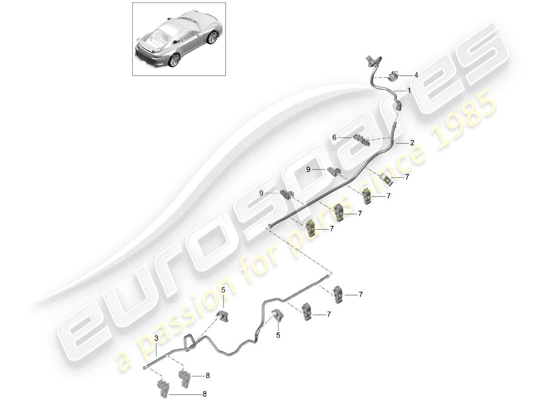 Porsche 991R/GT3/RS (2014) VACUUM LINE Part Diagram