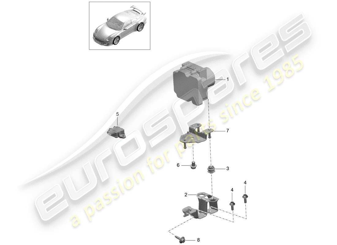 Porsche 991R/GT3/RS (2014) hydraulic unit Part Diagram