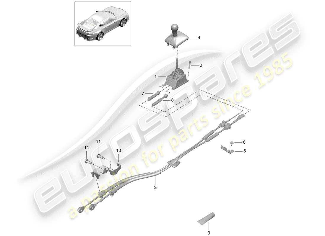 Porsche 991R/GT3/RS (2014) SHIFT LEVER Part Diagram