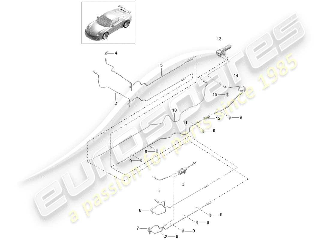 Porsche 991R/GT3/RS (2014) hydraulic clutch Part Diagram