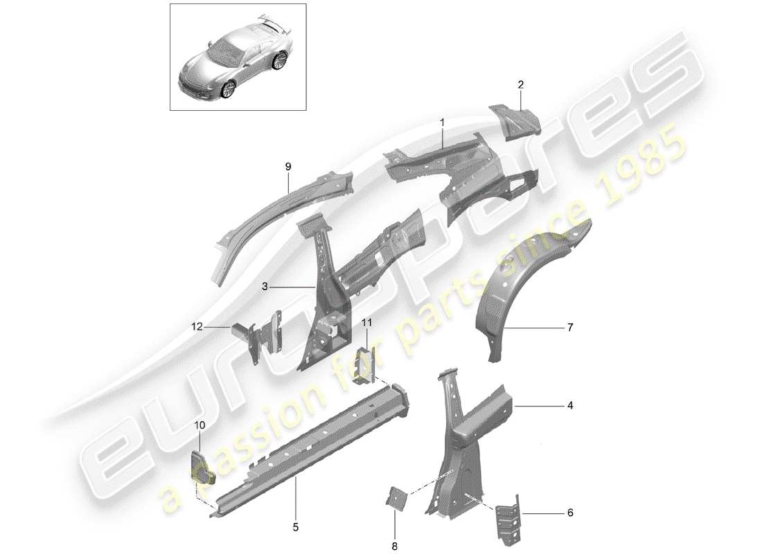 Porsche 991R/GT3/RS (2014) SIDE PANEL Part Diagram