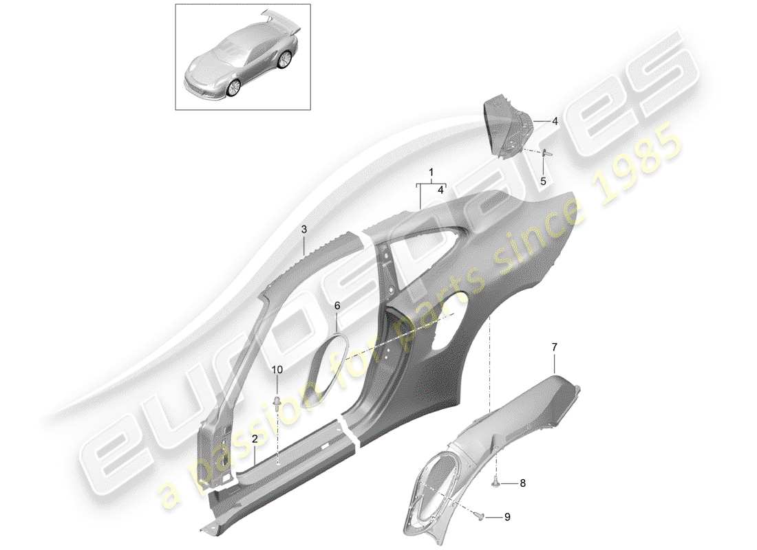 Porsche 991R/GT3/RS (2014) SIDE PANEL Part Diagram