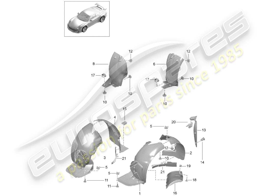 Porsche 991R/GT3/RS (2014) WHEELHOUSE PROTECTOR Part Diagram