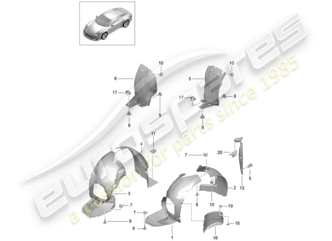 Porsche 991R/GT3/RS (2014) WHEELHOUSE PROTECTOR Part Diagram