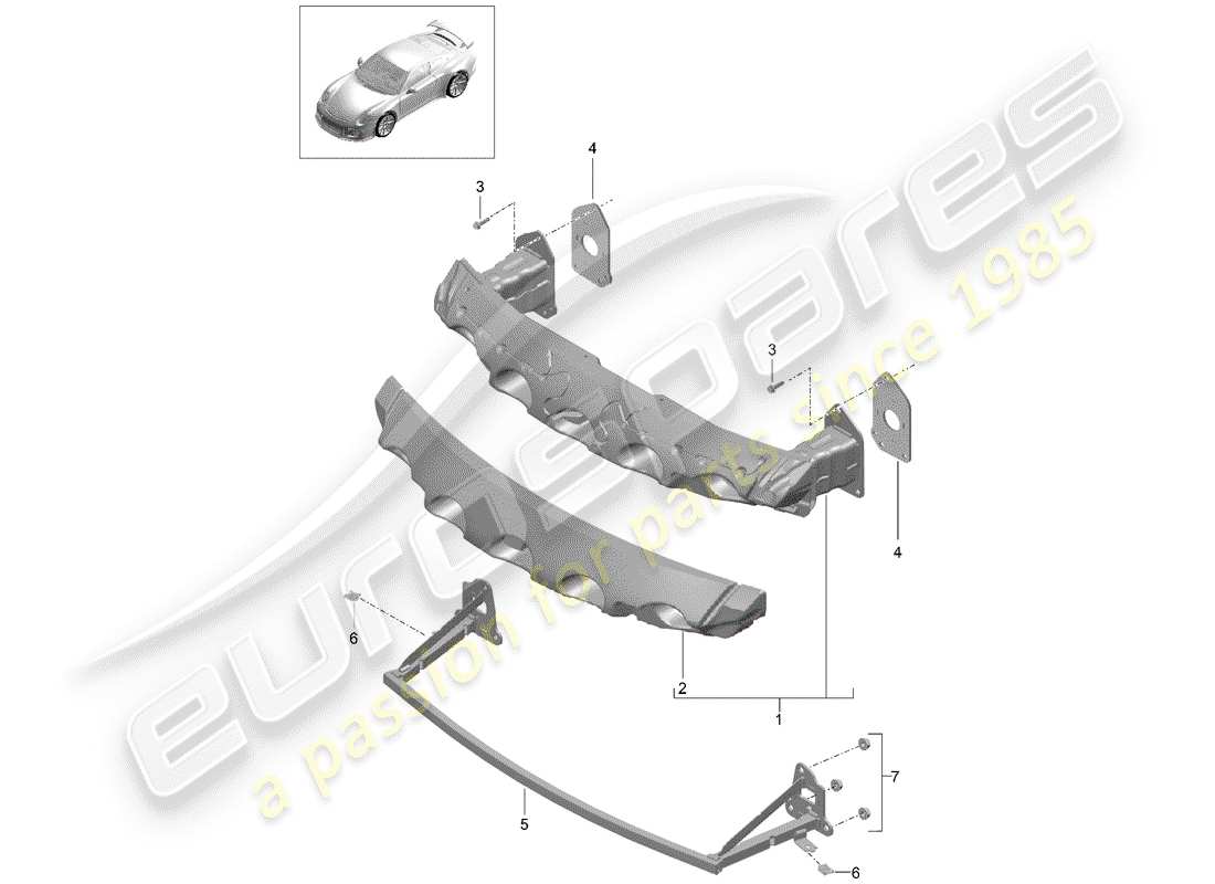 Porsche 991R/GT3/RS (2014) BUMPER BRACKET Part Diagram
