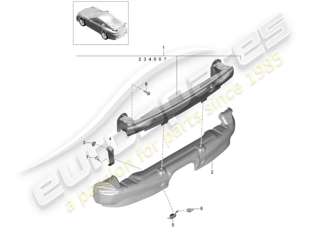 Porsche 991R/GT3/RS (2014) BUMPER BRACKET Part Diagram