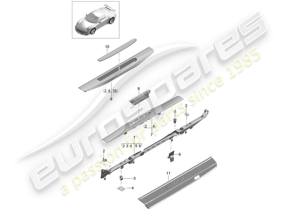 Porsche 991R/GT3/RS (2014) LINING Part Diagram