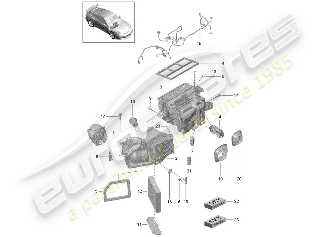 Porsche 991R/GT3/RS (2014) AIR CONDITIONER Part Diagram