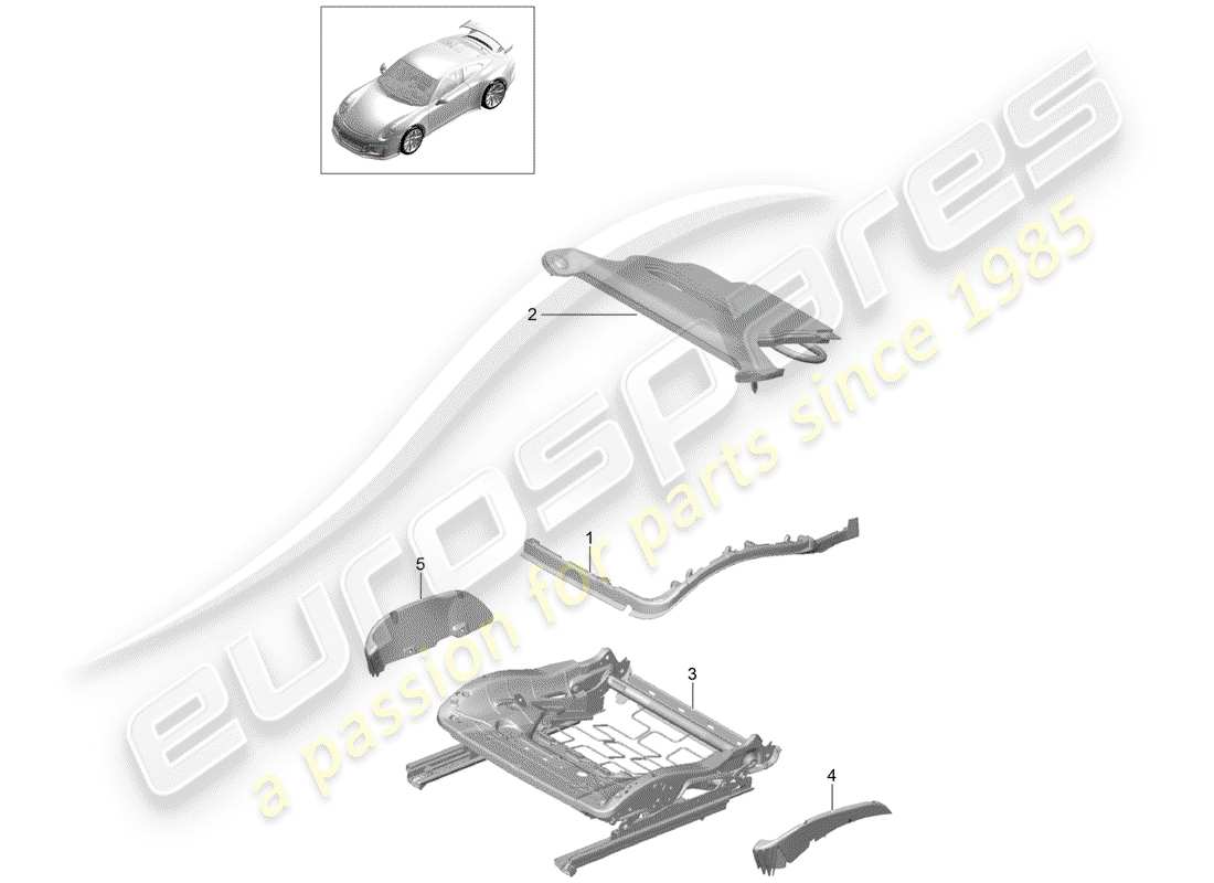 Porsche 991R/GT3/RS (2014) PADDING FOR SEAT Part Diagram